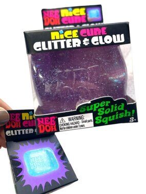 🌟 NEW IN BOX 💜 Schylling NeeDoh Nice Cube – Purple Glitter & Glow ✨ RARE! 🔥